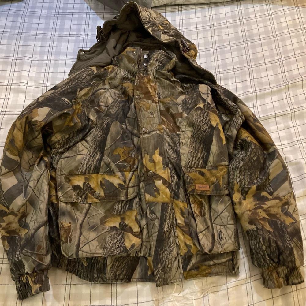Woolrich Camo/Green Reversible Hooded Jacket Men’s M-Outdoor Guide Collection